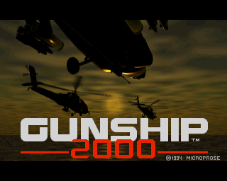Gunship 2000 title screen for Amiga CD32